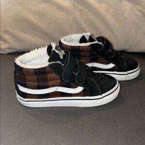 Vans Kids Plaid Black and Brown High Tops